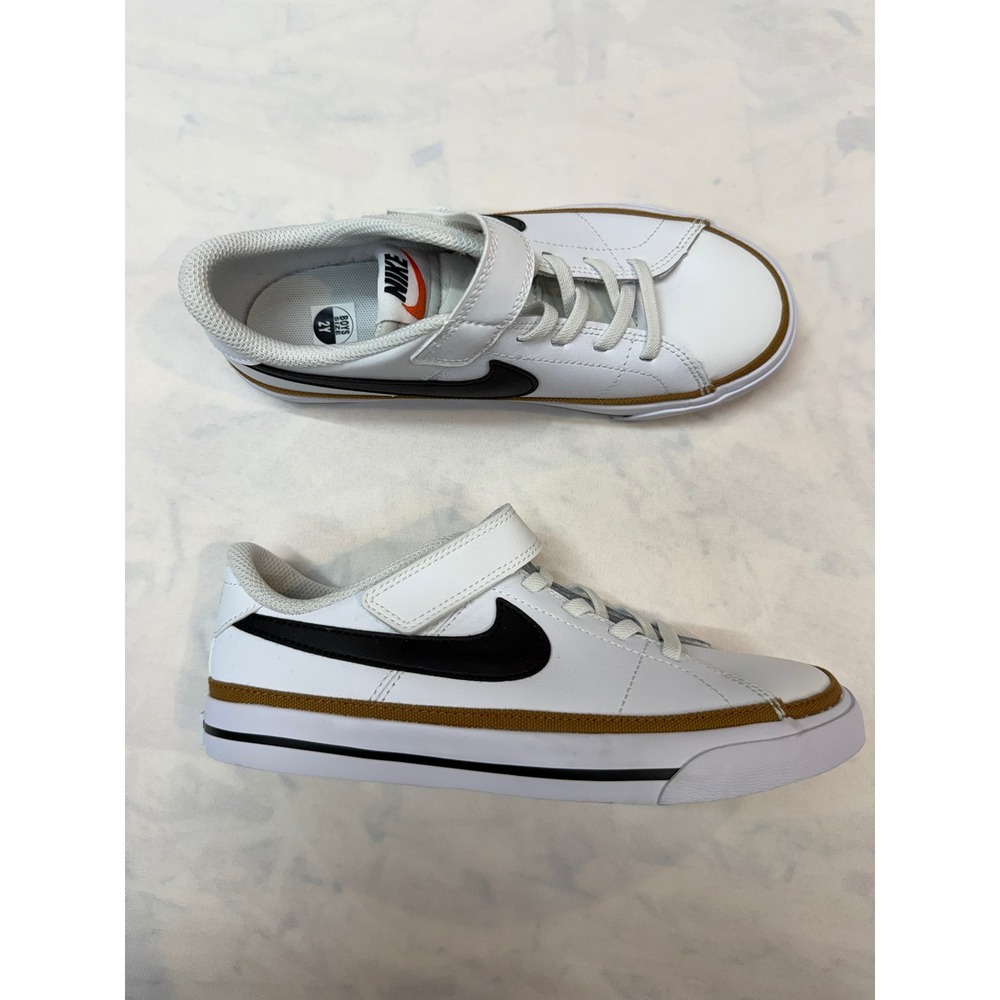 NIKE $60 New Youth 2 White Black Court Legacy Adjustable Strap Casual Sneakers - Picture 5 of 10